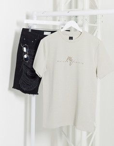Приталенная футболка River Island-Светло-бежевый
