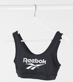 Черный кроп-топ с большим логотипом Reebok