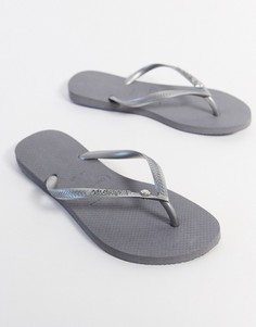 Шлепанцы с отделкой серебристого цвета Havaianas-Серебряный
