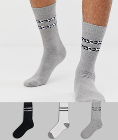 Набор из 3 пар  спортивных носков с полосками ASOS DESIGN - Со скидкой-Мульти