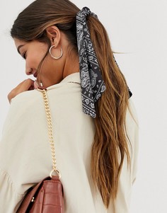 Черный платок для волос с принтом в стиле банданы ASOS DESIGN