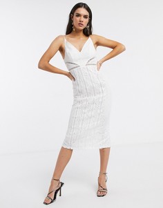 Белое кружевное платье миди с отделкой ASOS DESIGN-Белый