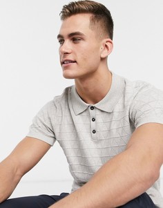 Светло-бежевое поло из фактурного трикотажа Jack & Jones Premium-Светло-бежевый