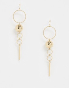 Позолоченные эффектные серьги-кольца с подвесками Saint Lola-Золотой