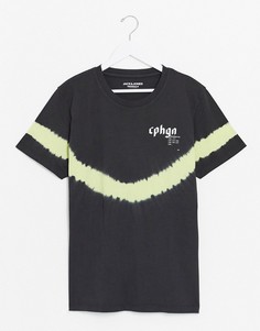 Черная футболка с принтом тай-дай Jack & Jones Originals-Черный