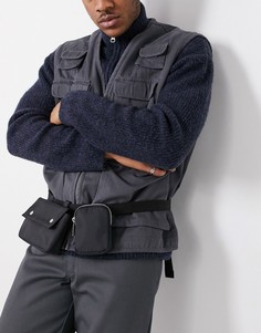 Черная сумка через плечо с серебристыми молниями ASOS DESIGN-Черный