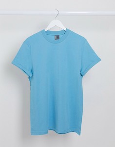 Синяя футболка с отворотами на рукавах ASOS DESIGN-Синий