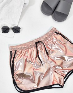 Золотистые шорты для плавания с контрастной отделкой ASOS DESIGN-Розовый