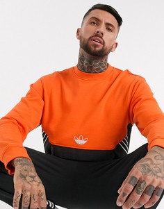 Оранжевый свитшот с логотипом-трилистником adidas Originals