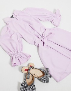 Платье-рубашка лавандового цвета с пышными рукавами Missguided-Фиолетовый