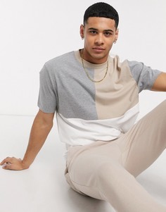 Свободная футболка из органического хлопка со вставками колор блок ASOS DESIGN-Белый
