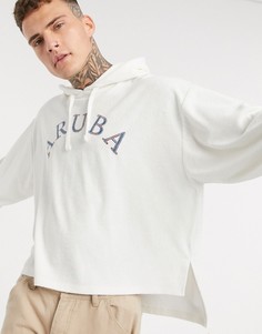 Махровый oversized-худи с вышивкой и разрезами ASOS DESIGN-Белый