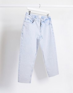 Светлые узкие джинсы с необработанными краями ASOS DESIGN-Синий