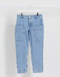 Синие классические джинсы с накладными карманами ASOS DESIGN-Синий