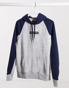 Худи серого цвета в стиле колор блок с логотипом Hollister-Серый