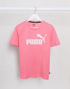 Розовая футболка с логотипом на груди Puma-Розовый