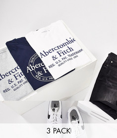 3 футболки с логотипом и круглым вырезом (белый/темно-синий/серый) Abercrombie & Fitch-Мульти