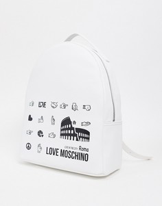 Белый рюкзак с надписью "Roma" Love Moschino