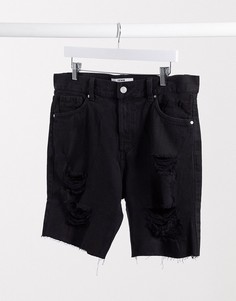 Черные джинсовые шорты Bershka-Черный