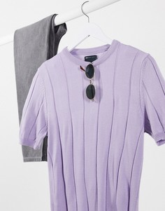 Лавандовая обтягивающая футболка в рубчик ASOS DESIGN-Фиолетовый