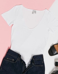 Белый боди-футболка с овальным вырезом ASOS DESIGN