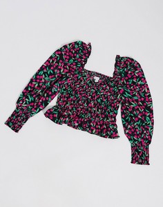 Блузка с принтом вишен Topshop-Черный