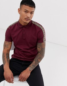 Бордовая футболка-поло с геометрическим принтом на ленте ASOS DESIGN-Красный