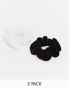 Набор из 2 резинок для волос черного и белого цвета ASOS DESIGN-Мульти