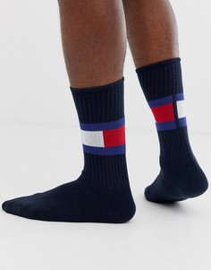 Темно-синие носки с логотипом-флажком Tommy Jeans-Темно-синий