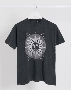 Выбеленная футболка с принтом ASOS DESIGN-Серый