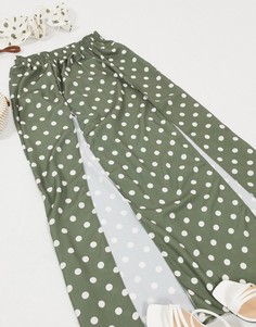 Пляжная юбка макси цвета хаки в горошек от комплекта ASOS DESIGN-Мульти