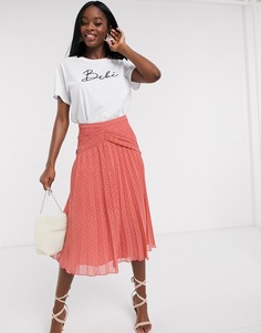 Розовая плиссированная юбка миди в горошек добби ASOS DESIGN-Розовый