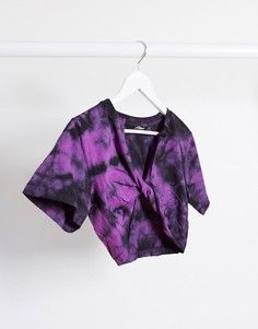 Топ с принтом тай-дай и перекрученной отделкой ASOS DESIGN-Черный