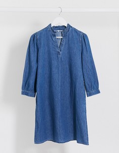 Синее свободное джинсовое платье Vila-Синий