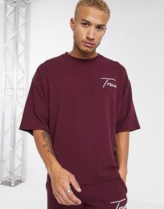 Комбинируемая футболка oversized с принтом на груди ASOS DESIGN-Красный