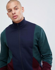 Трикотажная спортивная куртка колор блок ASOS DESIGN-Темно-синий
