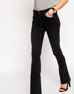 Расклешенные джинсы из выбеленного черного денима с рваными коленями ASOS PETITE-Черный
