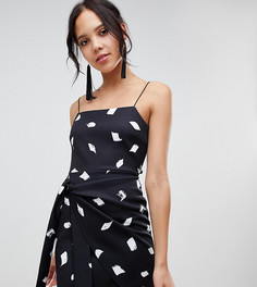 Монохромное платье мини с запахом и принтом ASOS DESIGN Tall-Мульти