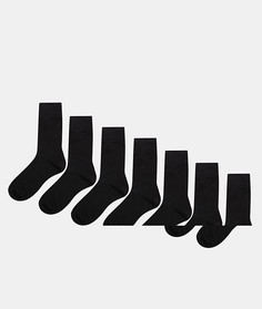 Набор из 7 пар черных носков ASOS DESIGN - Скидка-Черный