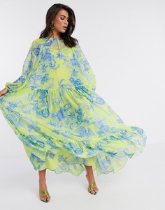 Свободное платье макси с цветочным принтом ASOS EDITION-Желтый