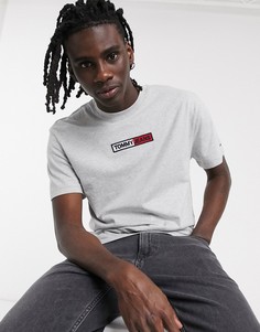 Серая футболка с вышитым логотипом на груди Tommy Jeans-Серый