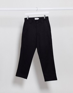 Черные широкие брюки до щиколотки из органического хлопка Topman-Черный
