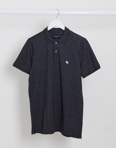 Черное поло из пике с логотипом Abercrombie & Fitch-Черный