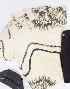 Светло-бежевая рубашка с короткими рукавами и принтом тай-дай Topman-Светло-бежевый