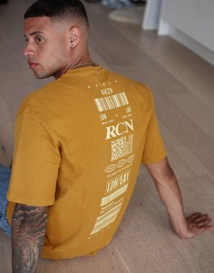 Футболка горчичного цвета с принтом Topman-Желтый