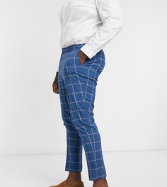 Голубые супероблегающие брюки в клетку ASOS DESIGN Plus wedding-Синий