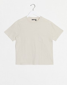 Светло-бежевая футболка с карманом ASOS DESIGN-Бежевый