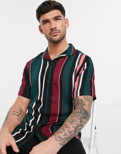 Рубашка из вискозы в полоску Burton Menswear-Зеленый