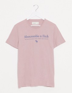 Розовая футболка с логотипом на груди Abercrombie & Fitch-Серый