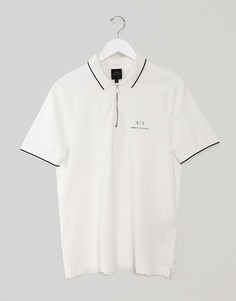 Белая футболка-поло с молнией Armani Exchange-Белый